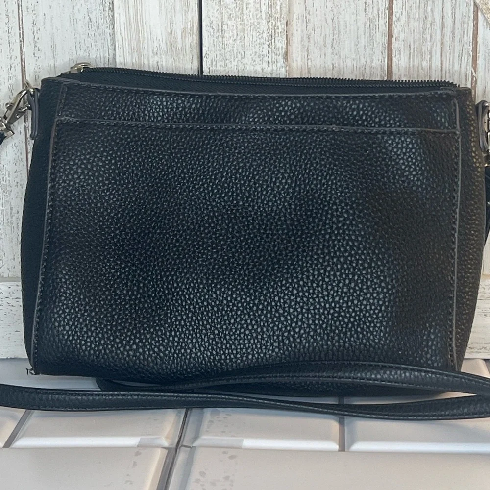 Liz Claiborne Black Textured Leather Crossbody Bag